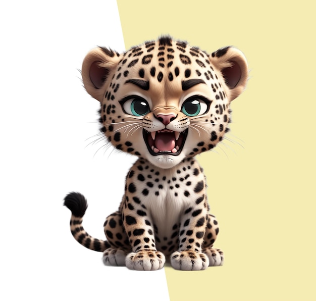 PSD leopardo fofo e amigável