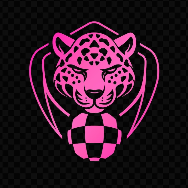 Un leopardo rosa con un fondo negro con un diamante rosa en la parte superior