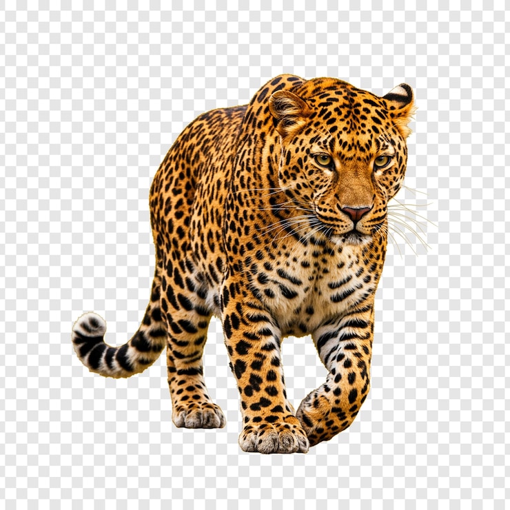 PSD leopardo sobre un fondo transparente