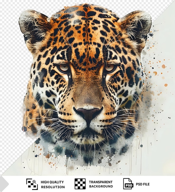 Leopards étonnants Jaguars Gros Chat Aquarelle Réaliste Modèle D'art Clip Illustré Pour Une Utilisation Comme Papier Peint Ou Comme Arrière-plan Png Psd