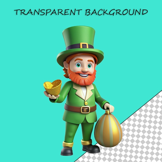 PSD leprechaun 3d explorando diferentes épocas en el día de san patricio