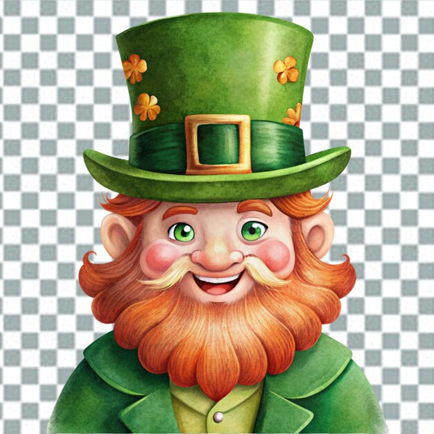 Leprechaun mit grünem hut und schnurrbart 3d-rendering