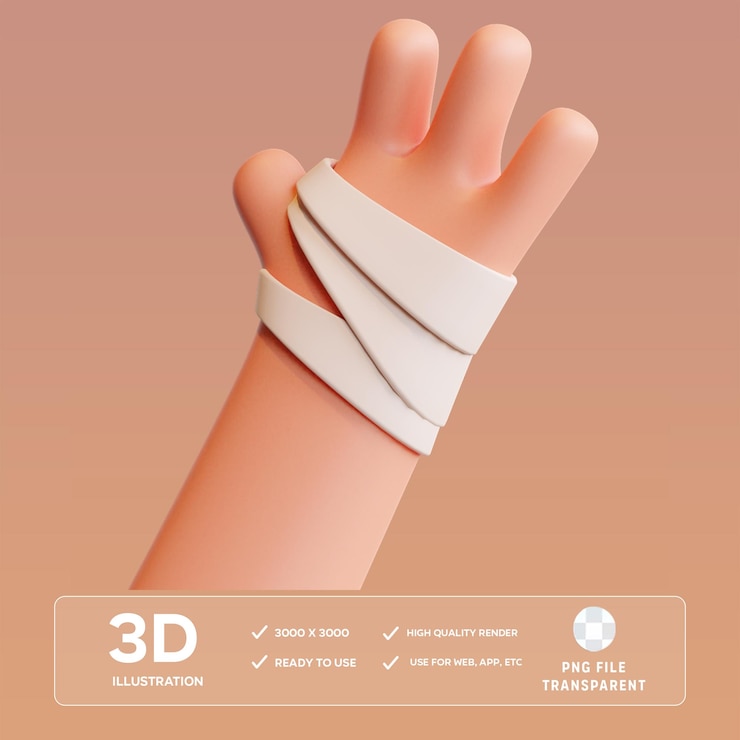 Lesión de la mano PSD Ilustración en 3D