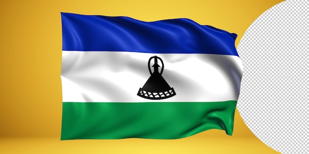 Lesotho Bandera ondeante Realista aislado en PNG transparente