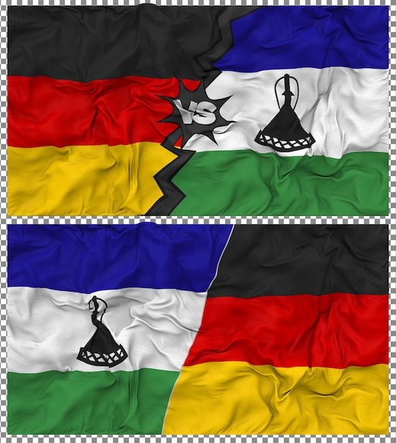 Lesotho contro la Germania Mezz'insegna combinata Tessuto Bump Texture Rendering 3D
