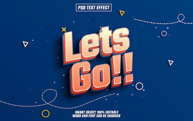 Let's go efecto de texto fuente editable tipografía texto 3D