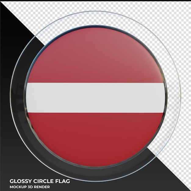 Letônia 3d realista bandeira de círculo brilhante texturizado