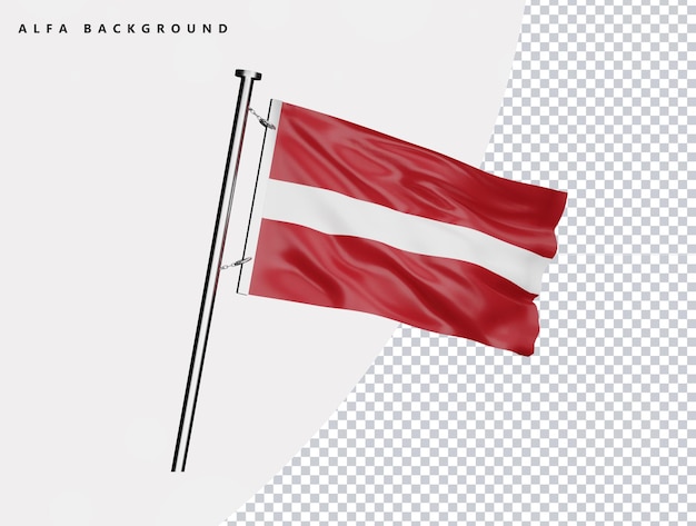 Letonia bandera de alta calidad en render 3d realista