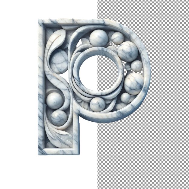 Letra 3D aislada en un lienzo PNG transparente