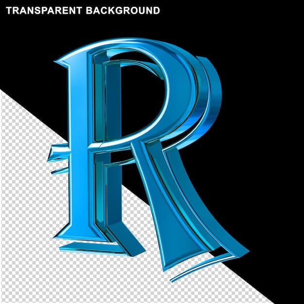 letra 3d azul r