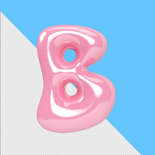 Letra 3D B fuente rosa
