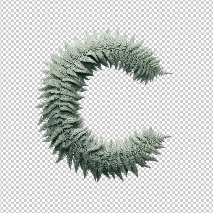 PSD una letra 3d c está colgada de un alambre