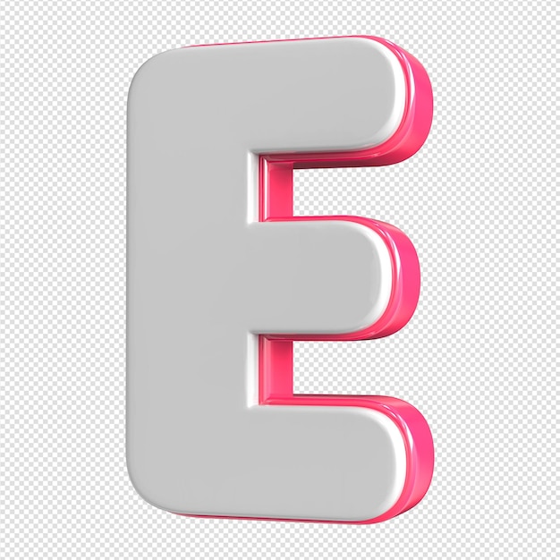Una letra 3d e con un fondo degradado rosa.