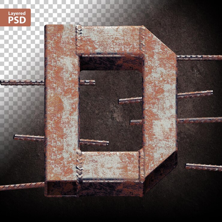 PSD letra 3d hecha de tubos de metal soldados con autógena grunge