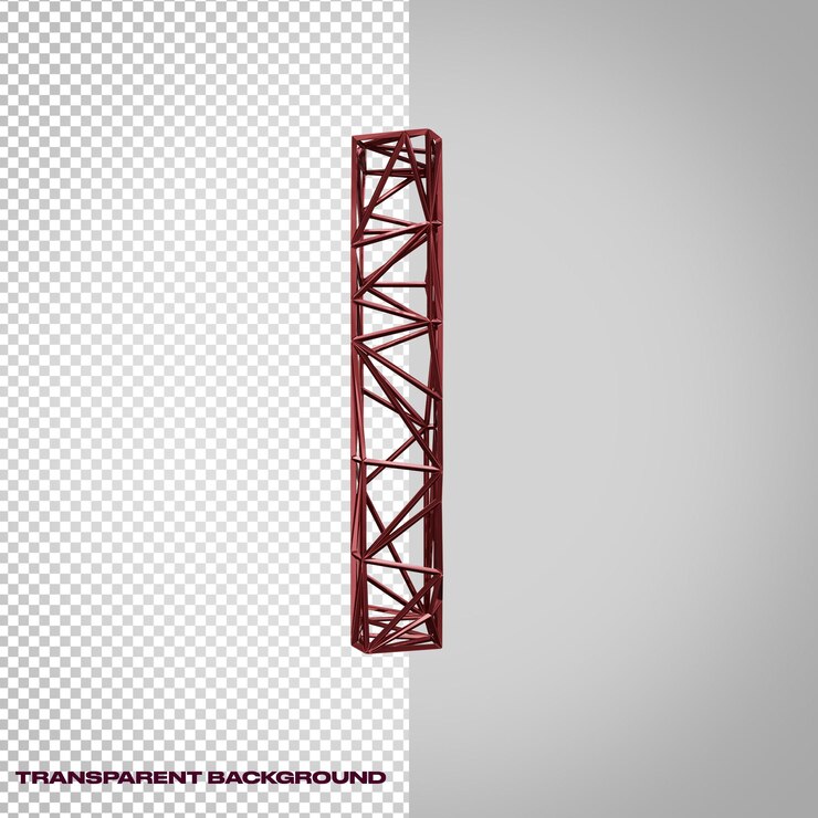 PSD letra 3d i em estilo metálico