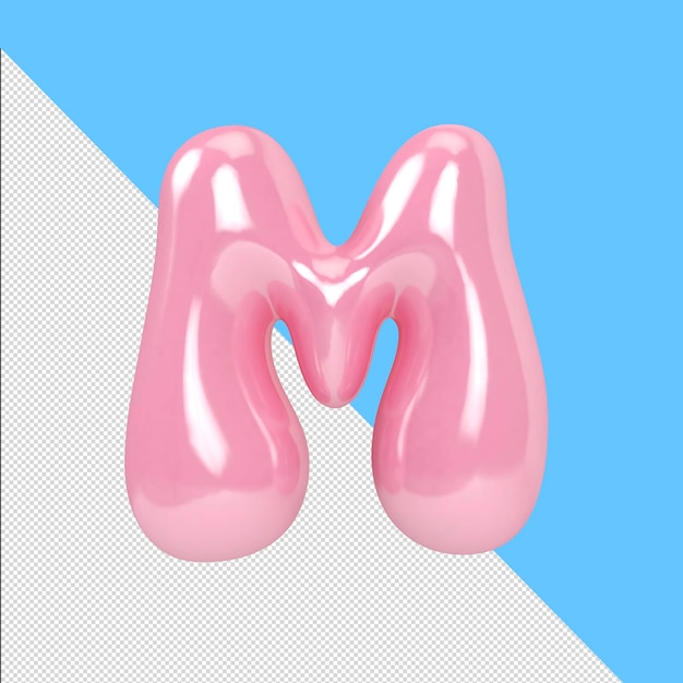 Letra 3D M fuente rosa