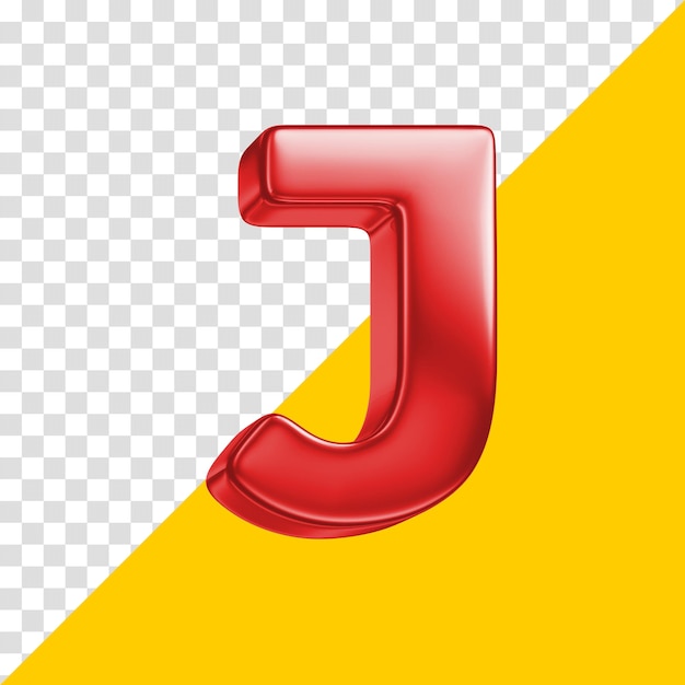 Letra 3D vermelha em fundo transparente.