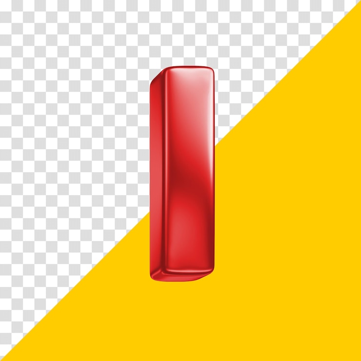 PSD letra 3d vermelha em fundo transparente.