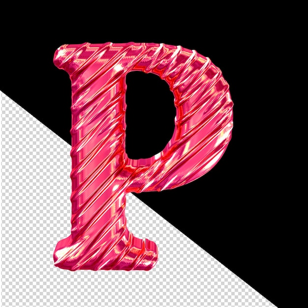 PSD letra acanalada rosa símbolo 3d p