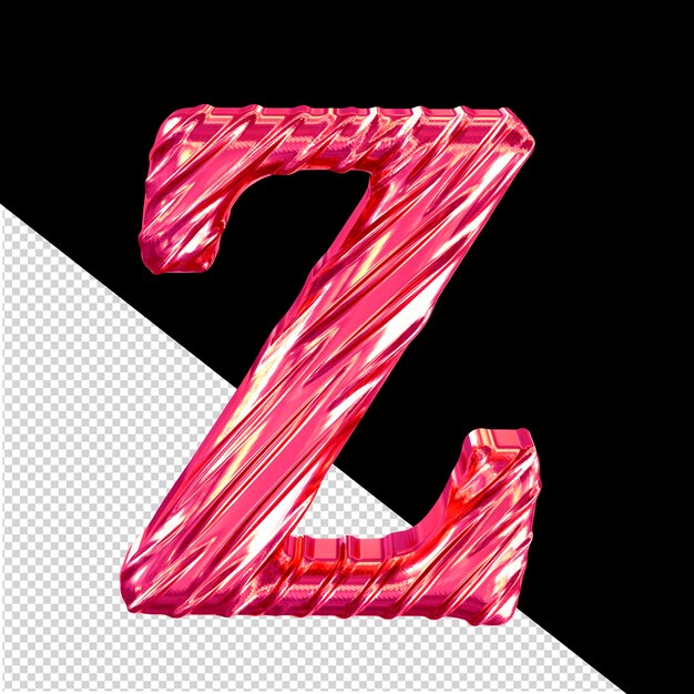 Letra acanalada rosa símbolo 3d z