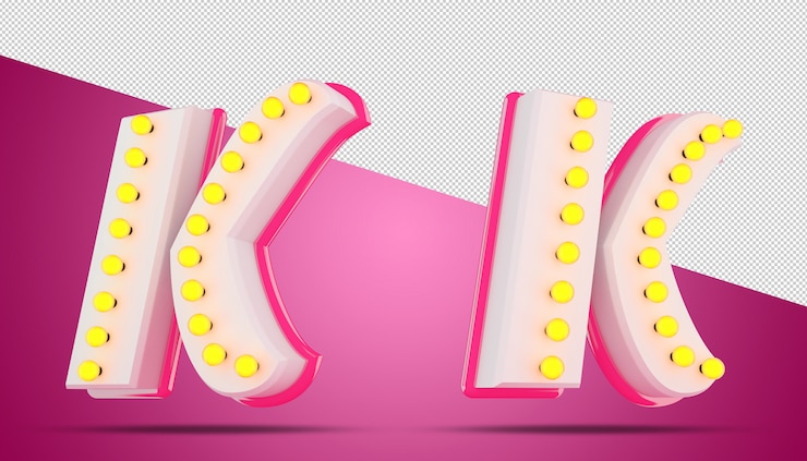 PSD letra del alfabeto 3d con bombillas
