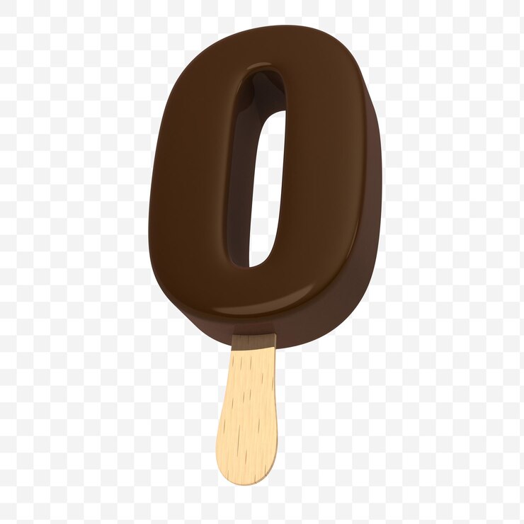 PSD letra del alfabeto o hecha de helado recubierto de chocolate en una ilustración 3d de palo aislada