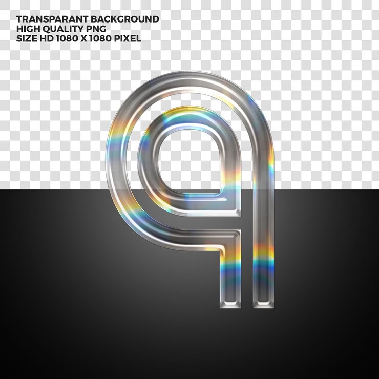 PSD letra del alfabeto prismático transparente psd