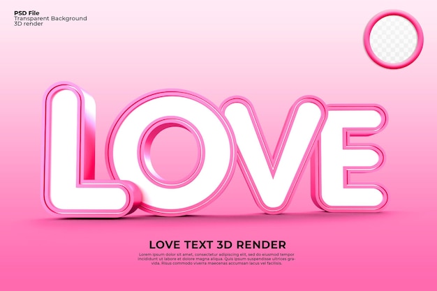 Letra amor 3D render para dia dos namorados