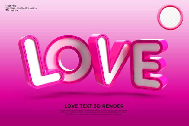 Letra amor 3D render para dia dos namorados