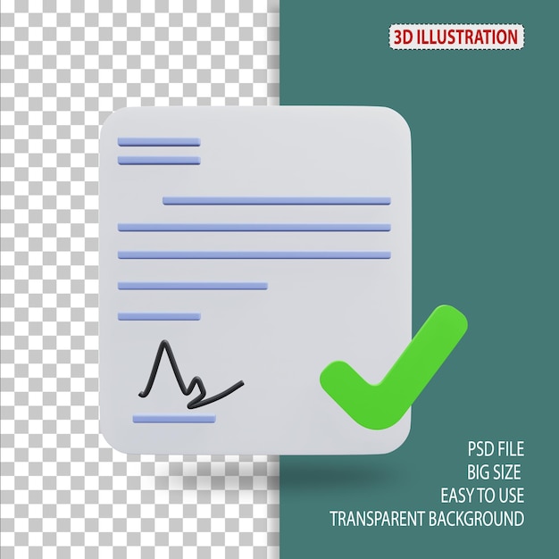 Letra aprobada y rechazada Ilustración de icono 3D con fondo transparente