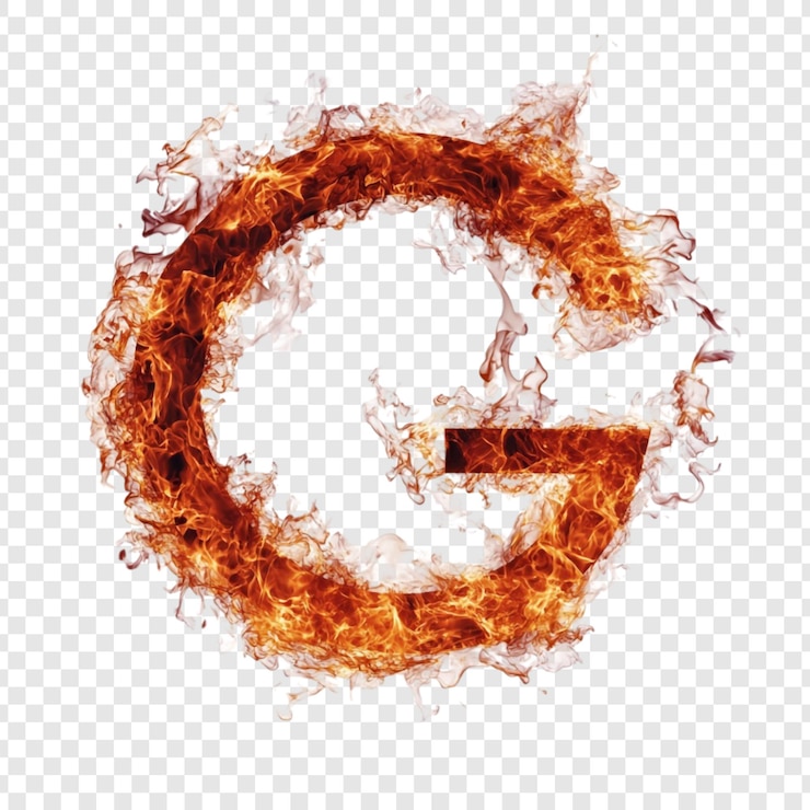 PSD la letra ardiente g un alfabeto ardiente