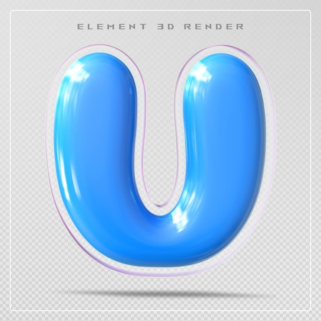 Letra azul burbuja U fuente 3d