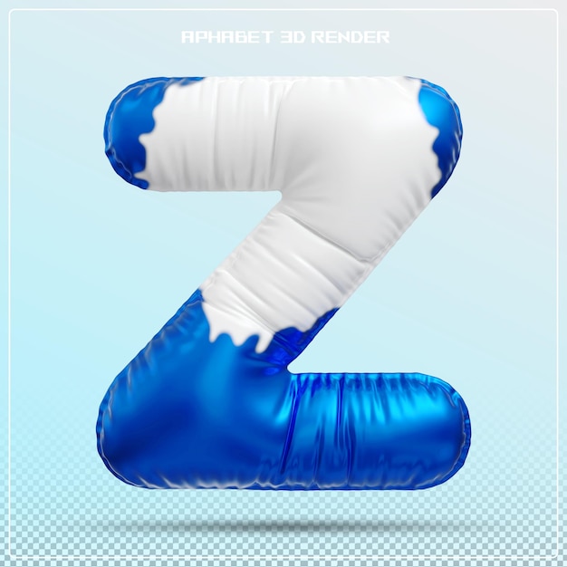 letra azul Z burbuja de fuente Alfabeto renderización 3d