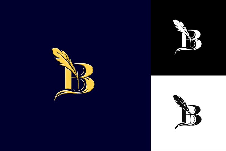 PSD letra b con diseño de logotipo plano estilo con b en forma de bo ilustración diseños vectoriales de logotipo