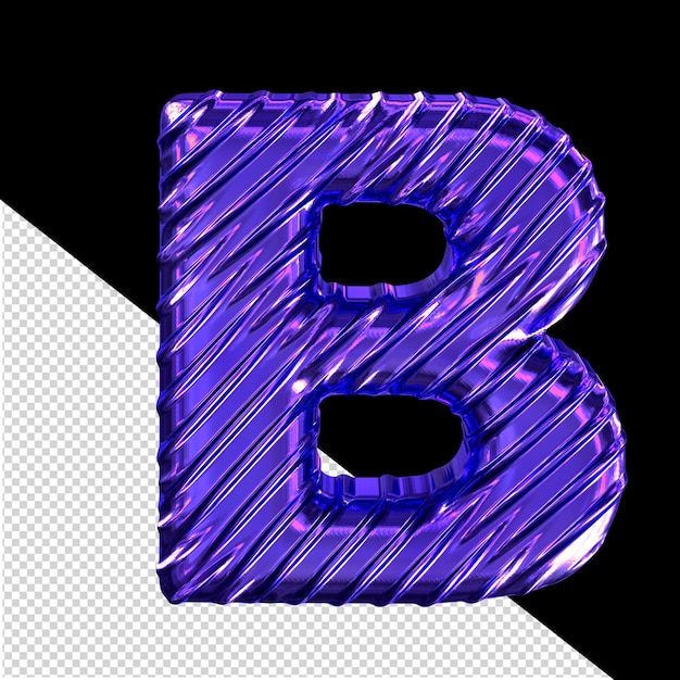 Letra b do símbolo 3d roxo escuro com nervuras
