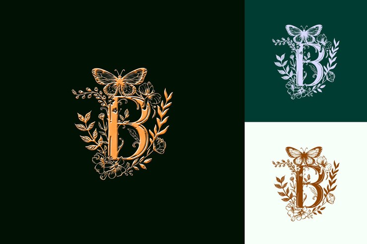 PSD letra b con estilo de diseño de logotipo ilustrativo con forma de b i naturaleza colecciones de vectores abstractas