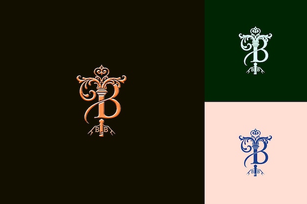 Letra B con estilo de diseño de logotipo vintage con B en forma de naturaleza Colecciones vectoriales abstractas