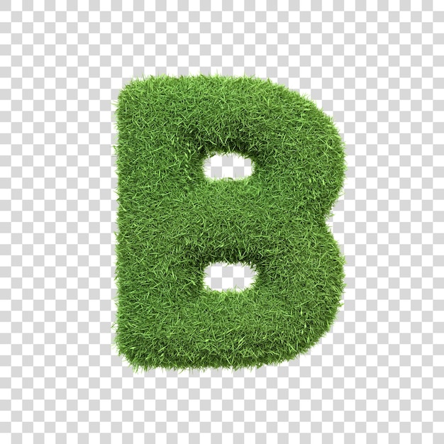 Letra B en forma de hierba verde exuberante aislada sobre un fondo blanco Vista delantera