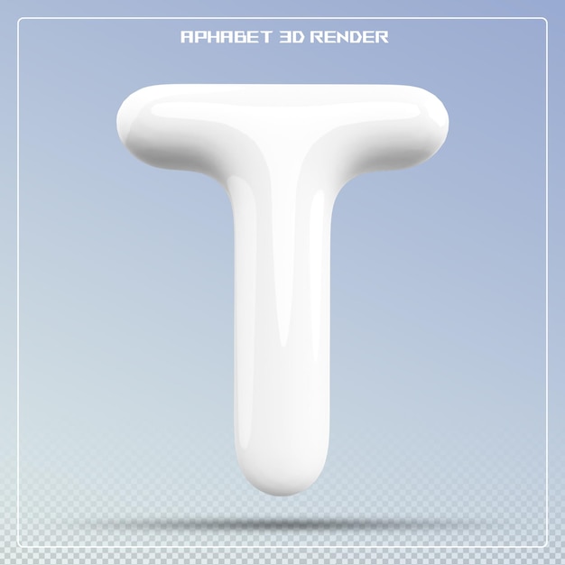 letra blanca T burbuja de fuente Alfabeto renderizado en 3D