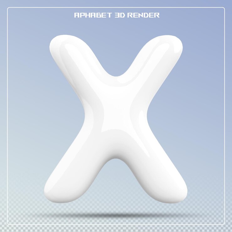 PSD letra blanca x burbuja de fuente alfabeto renderizado en 3d