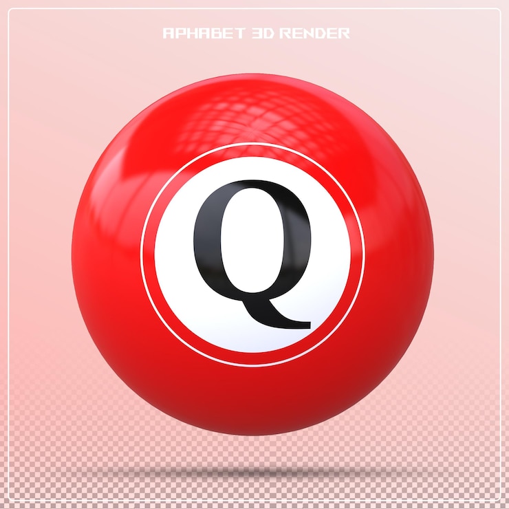 PSD la letra de la bola q fuente roja alfabeto de la bola 3d