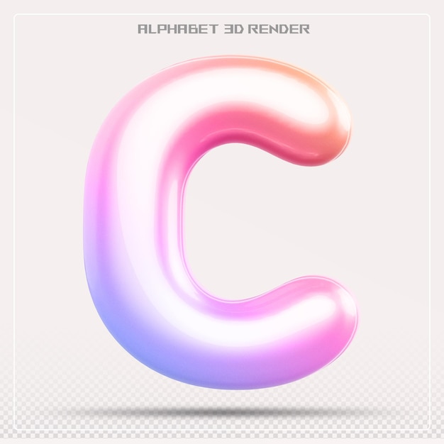 Letra de burbuja C fuente gradiente Alfabeto 3d render