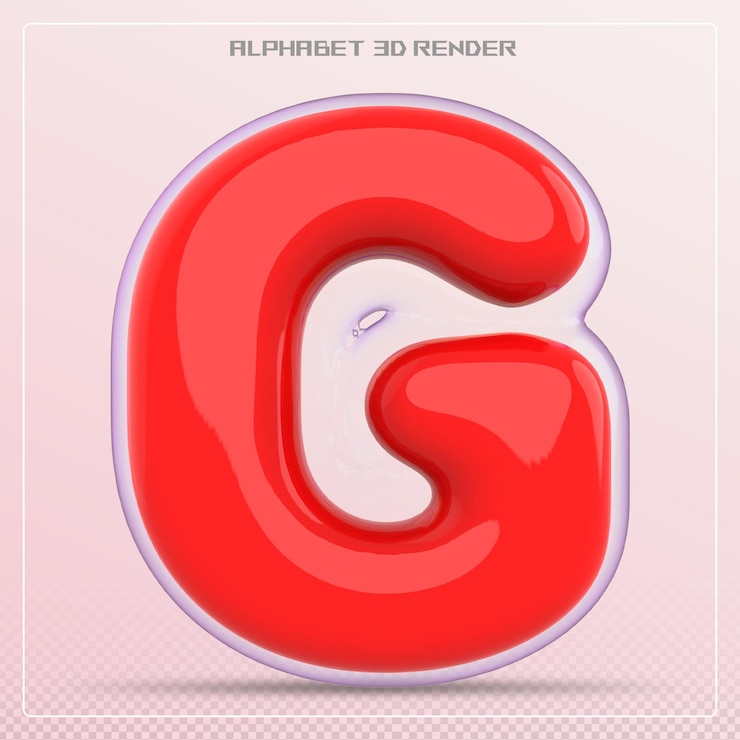 PSD letra de burbuja g fuente rad alfabeto 3d render