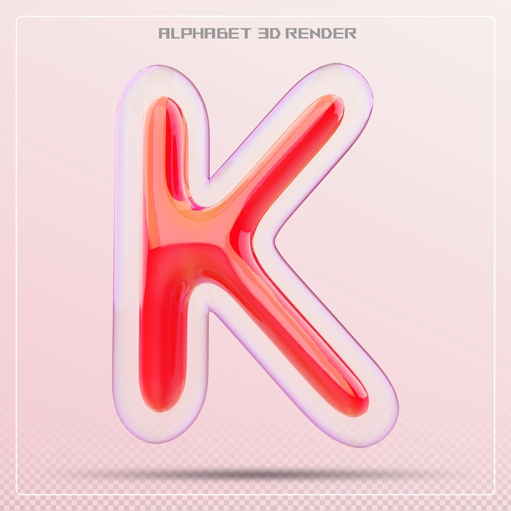 PSD letra de burbuja k fuente rad alfabeto 3d render