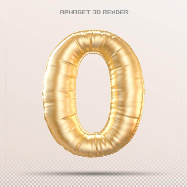Letra de burbuja O fuente de oro Alfabeto renderizado en 3D