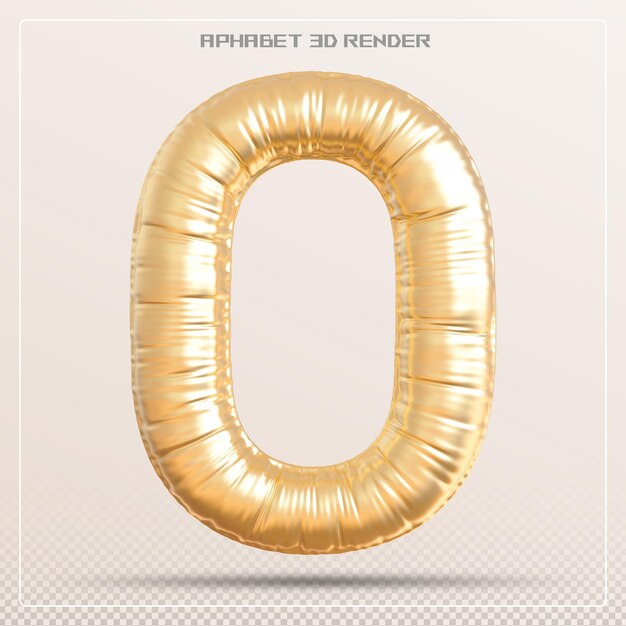 letra de burbuja O fuente de oro alfabeto renderizado en 3D