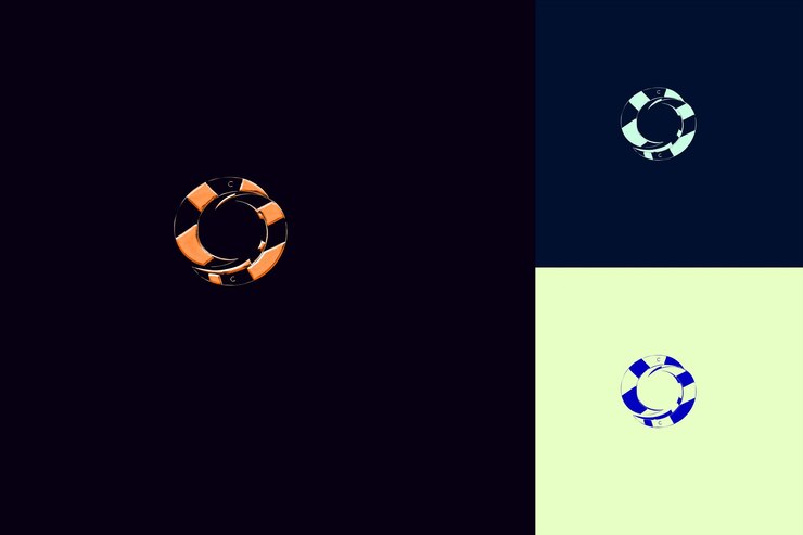 PSD letra c com estilo de design de logotipo metálico com c em forma de natureza coleções de vetores abstratos