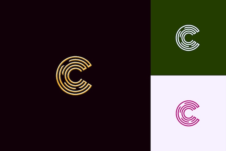 PSD letra c com inicial logo design estilo com c em forma de natureza colecções de vetores abstratos