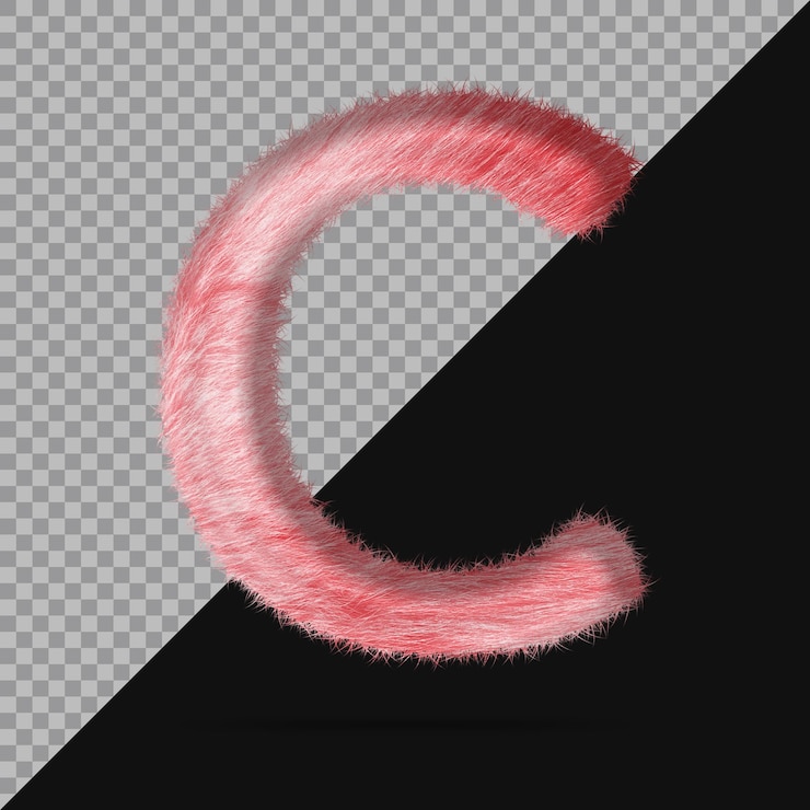 PSD letra c com pele 3d realista