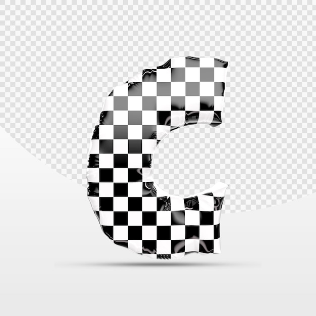Letra C mayúscula carrera de globos 3D Render